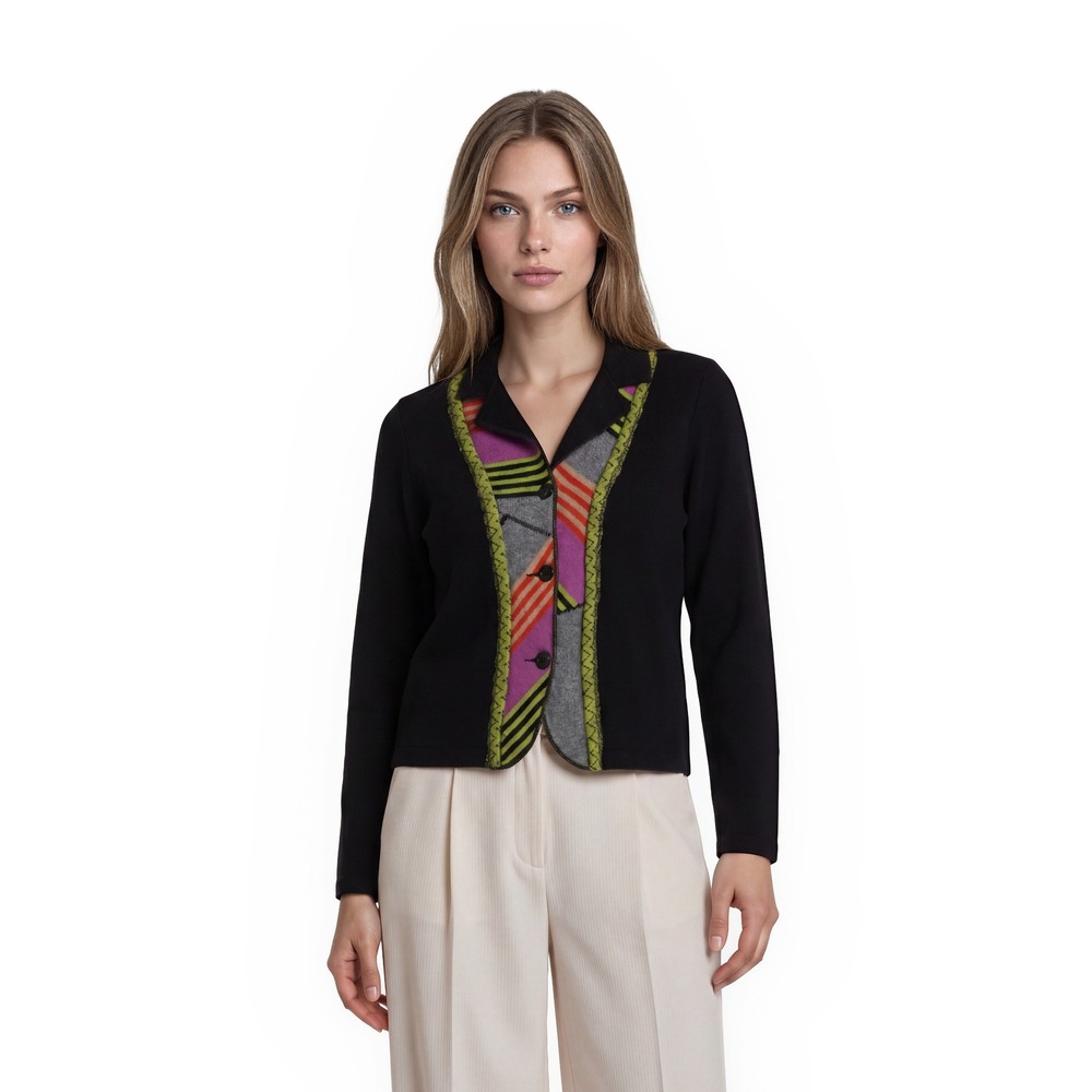 Vintage Bets by Canvasbacks Cardigan Jacket Women's Size Large Black Boiled Wool